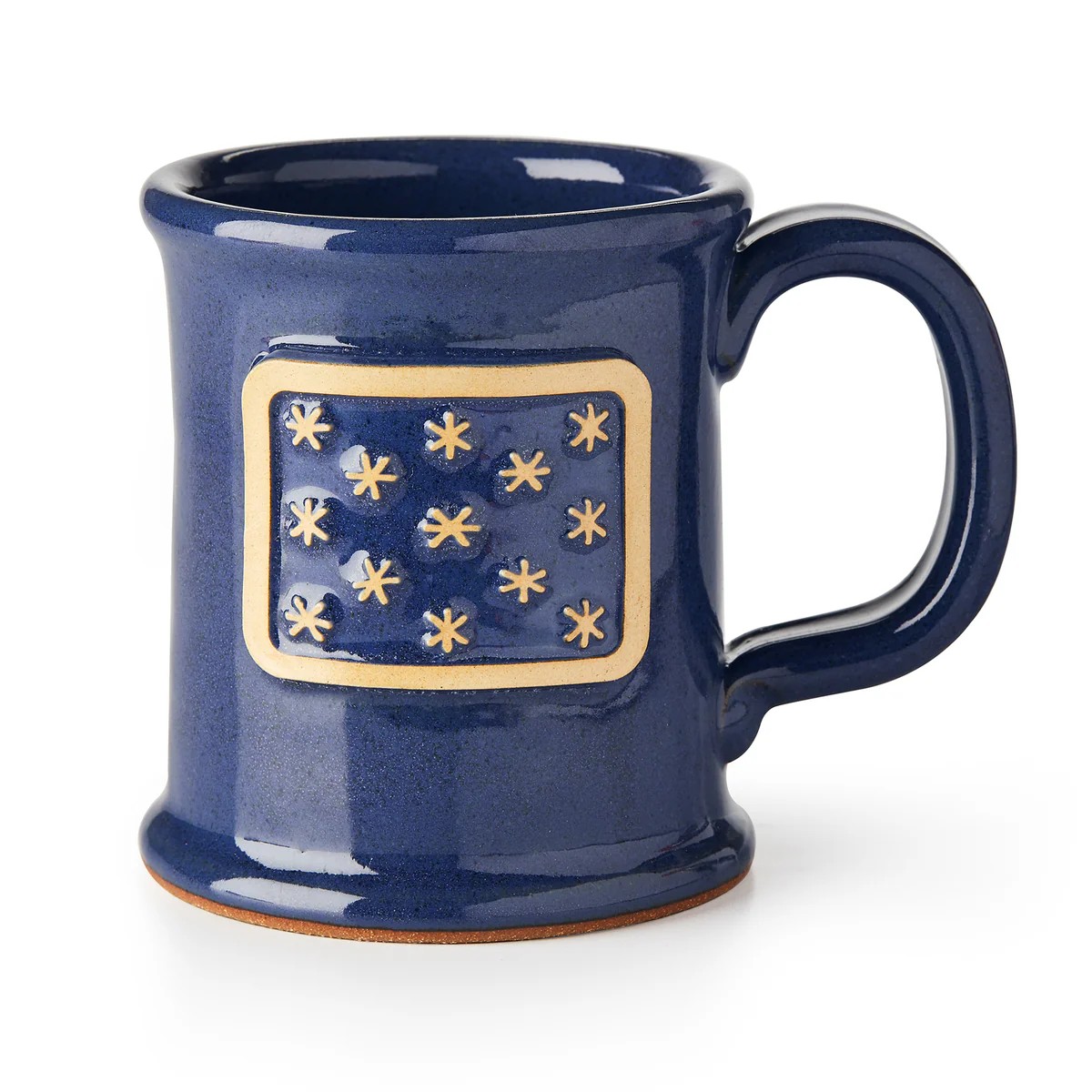 A blue mug with an image of Washington's Standard flag