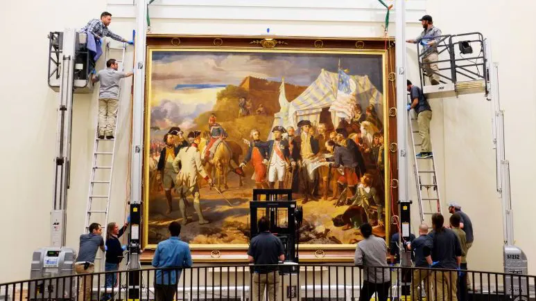 "Siege of Yorktown" painting installation