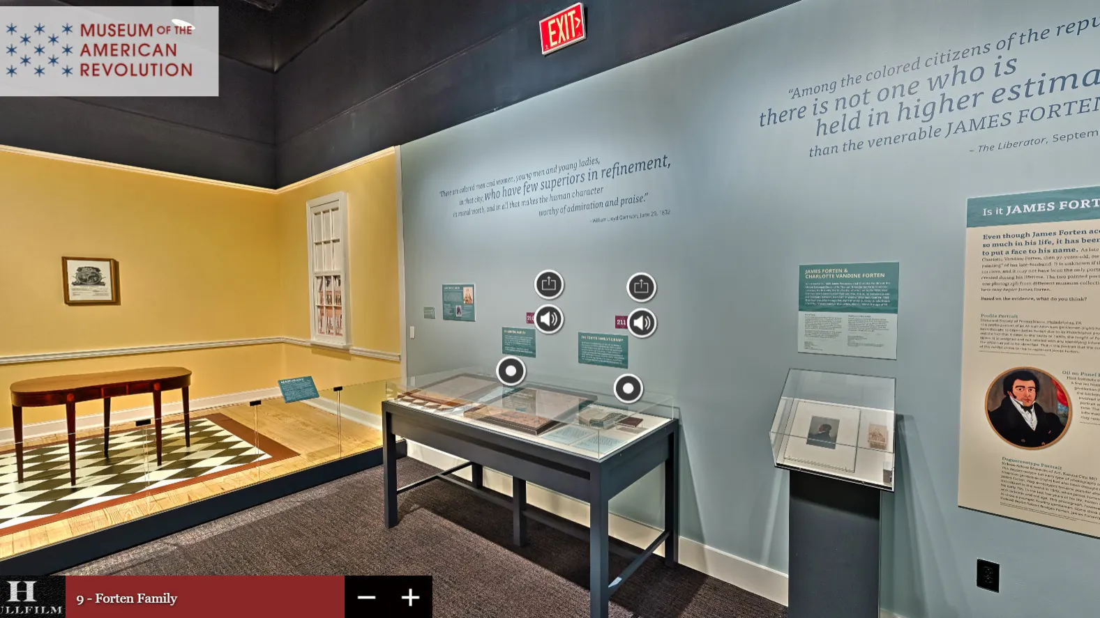 A screenshot of a 360-degree panoramic image from the Black Founders virtual tour.