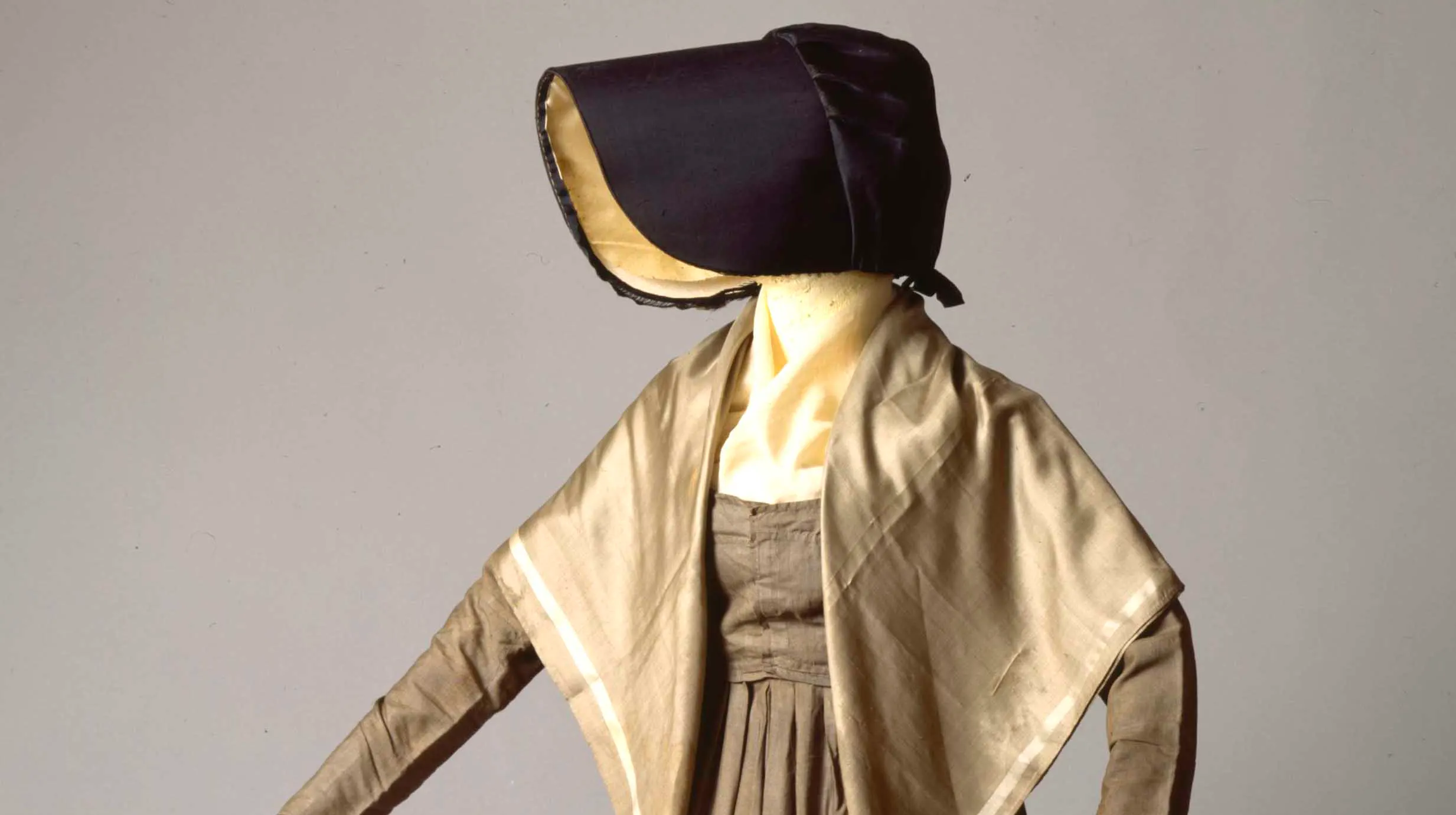 Photo of a Quaker work dress ensemble.