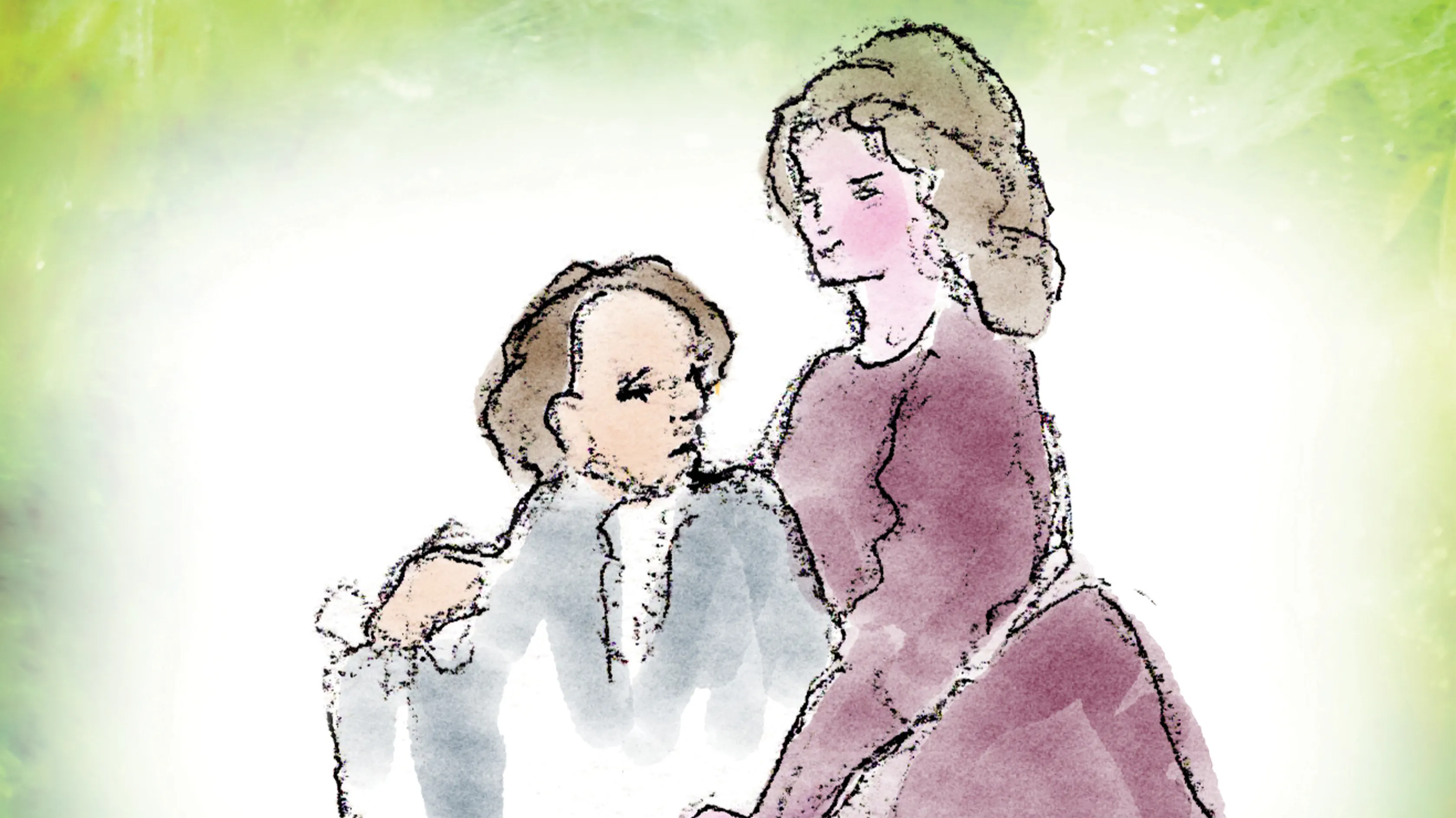 An illustration of Abigail and John Adams embracing.