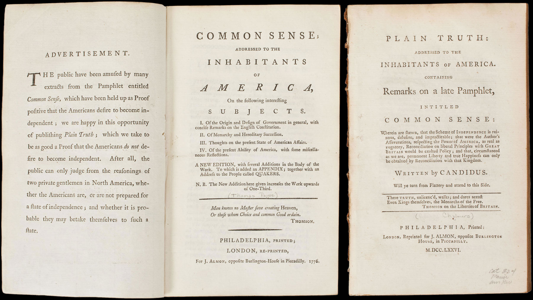 Image 091120 Common Sense Plain Truth Thomas Paine Collection Commonsenseplaintruth