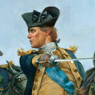 A painting of Washington at the Battle of Princeton, 1777