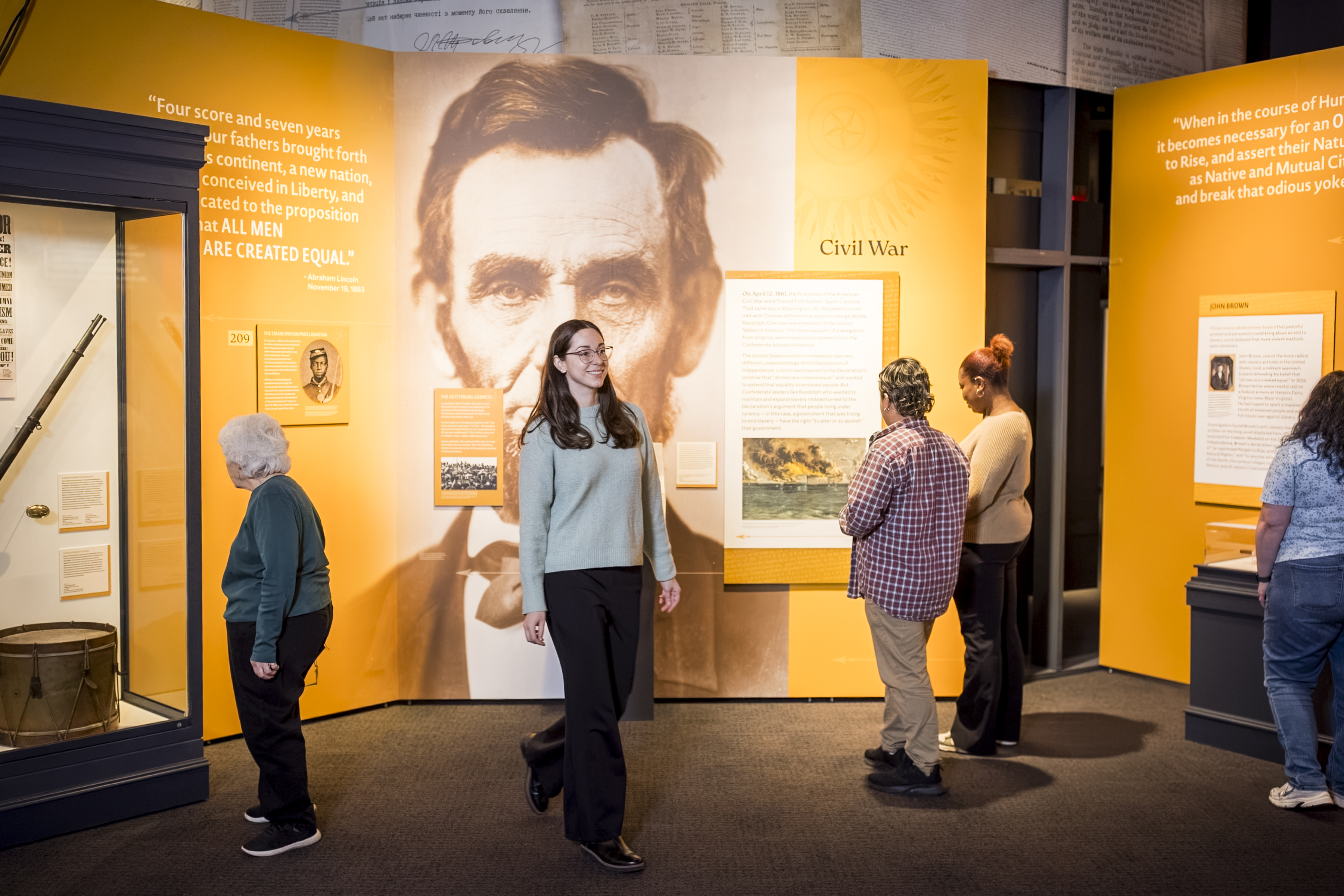 Guests in "The Declaration's Journey" exhibition