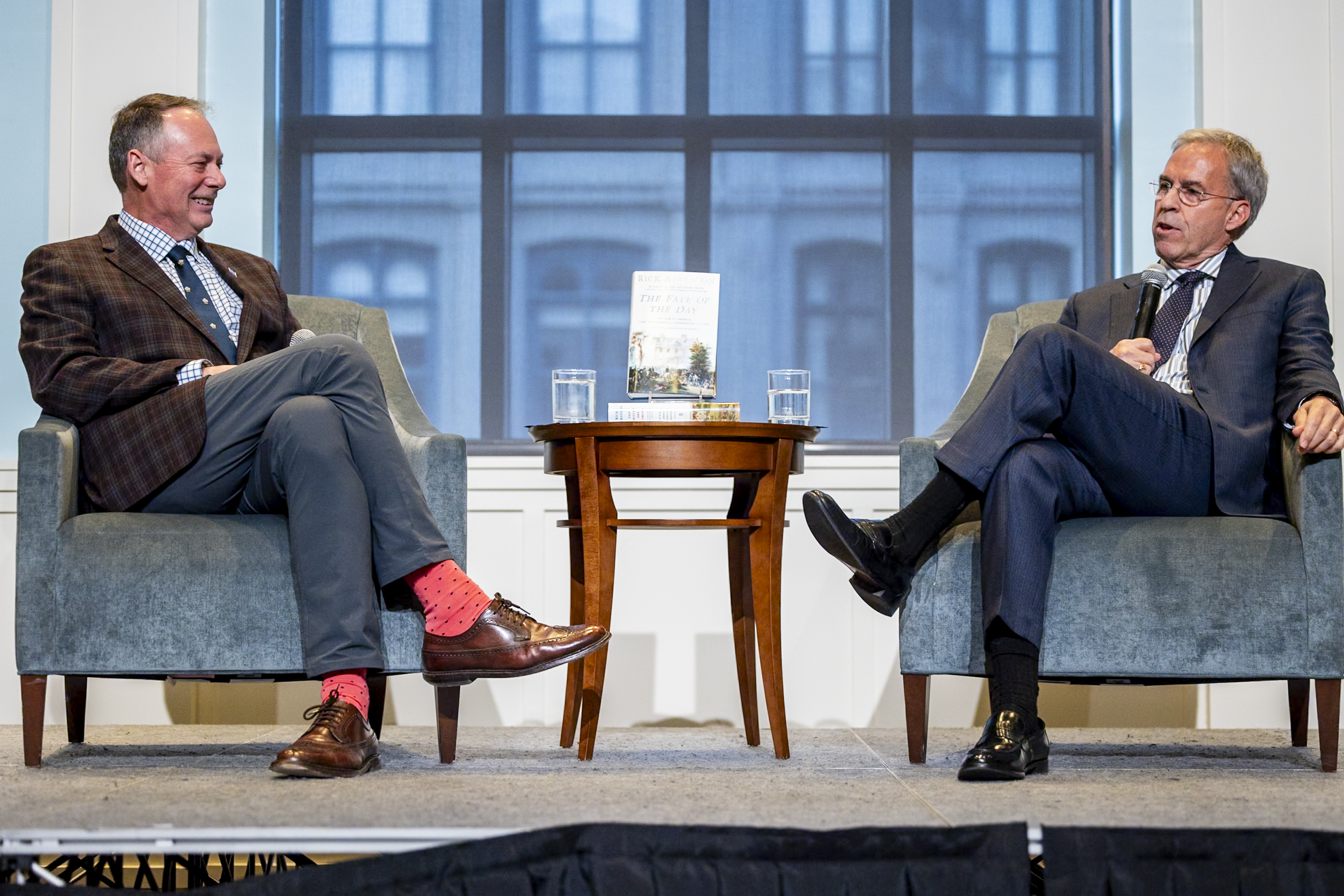 Museum President & CEO R. Scott Stephenson and Rick Atkinson sit on a stage