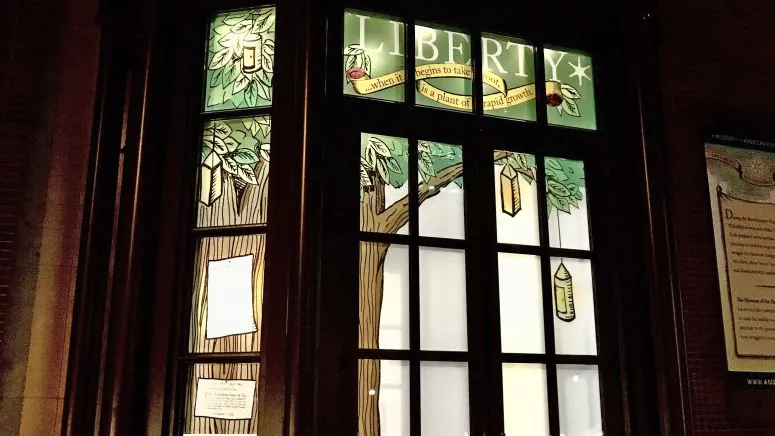 "Illuminating Liberty" window light-up display