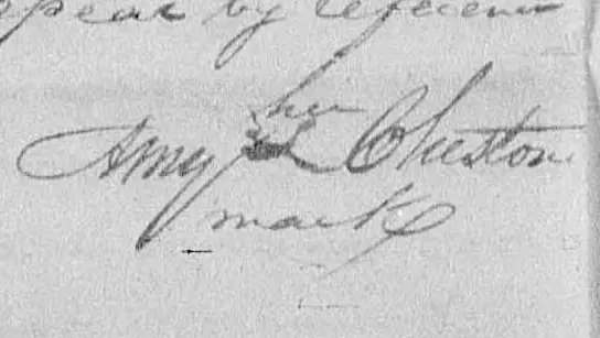 Photo of Amy Cheston's mark from her 1840 Rev War Widow's pension application