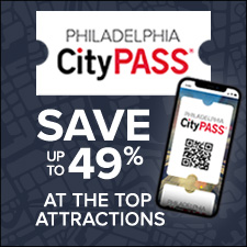 This image shows a Philadelphia CityPASS graphic reading Save up to 49% at the top attractions.
