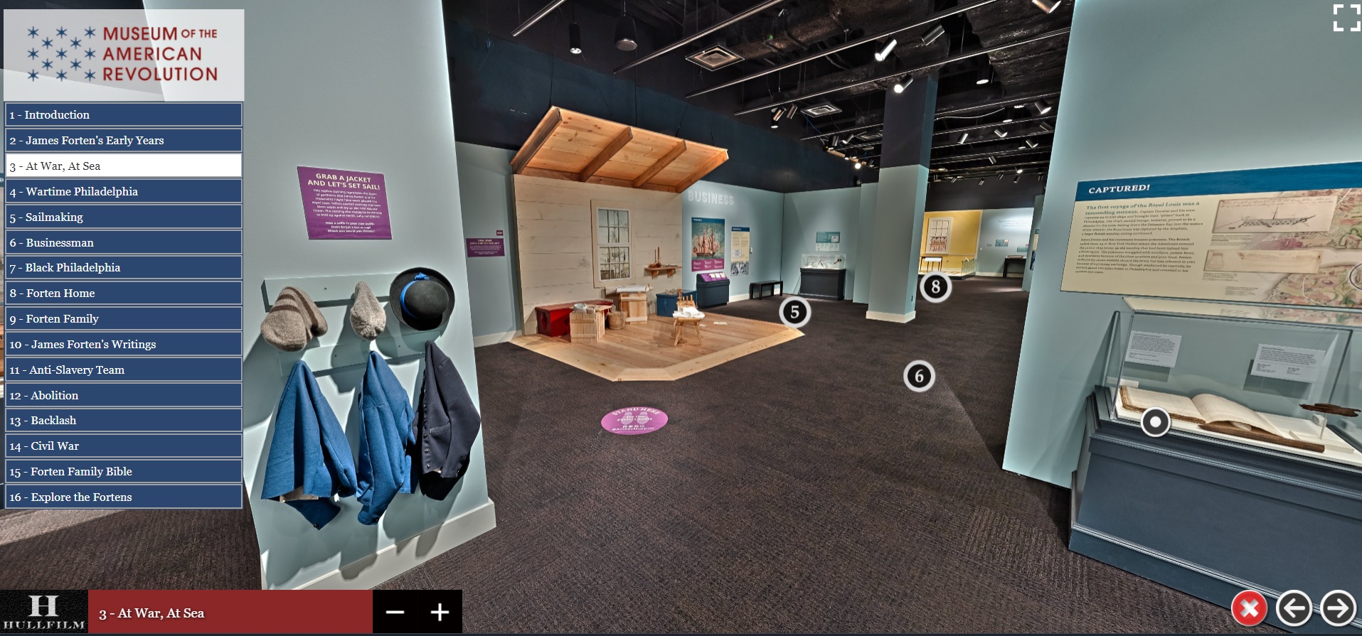 A screenshot of a 360-degree panoramic image from the Black Founders virtual tour.