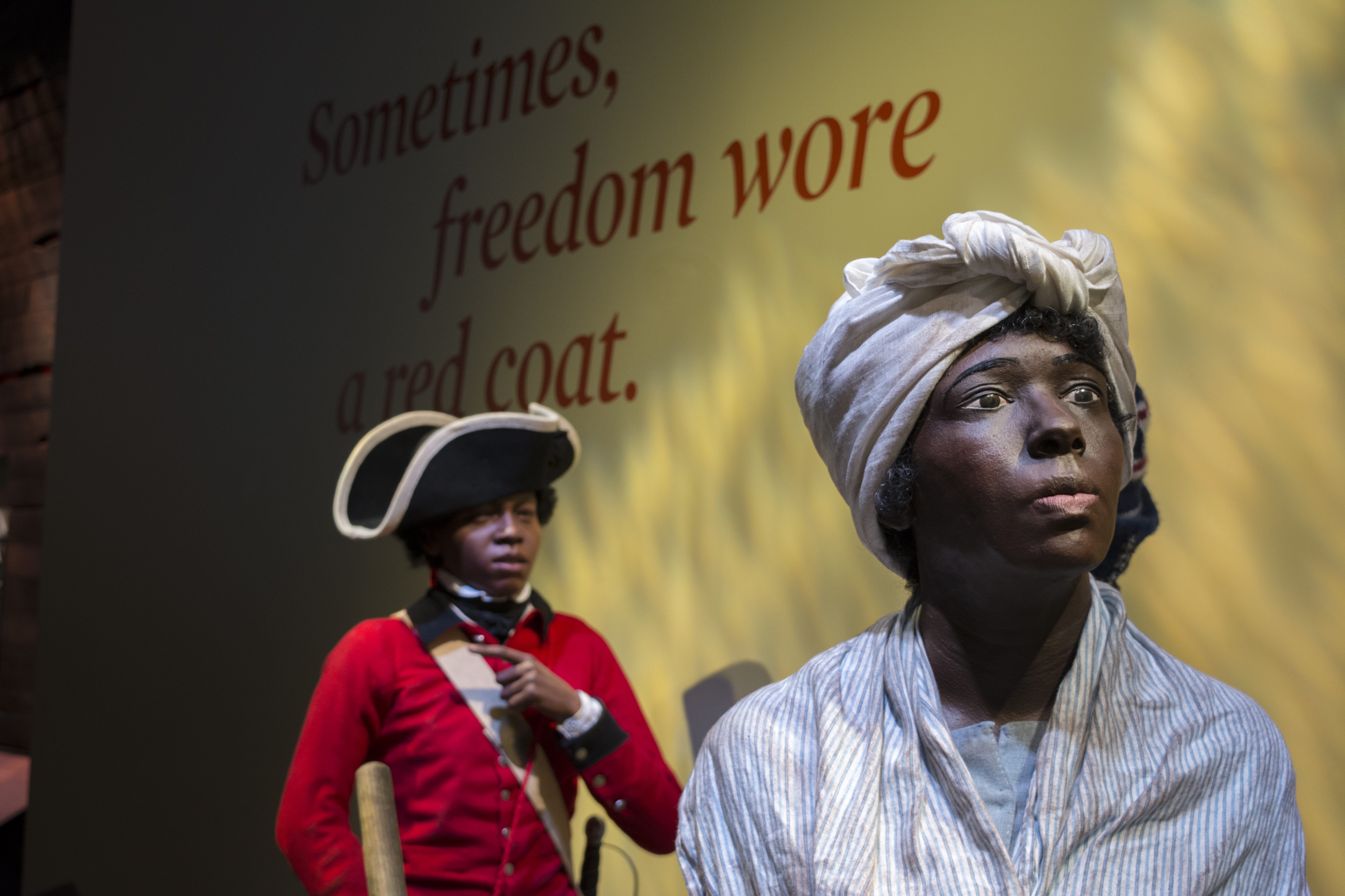 The Deborah and London Tableau figure at the Finding Freedom interactive in the galleries.