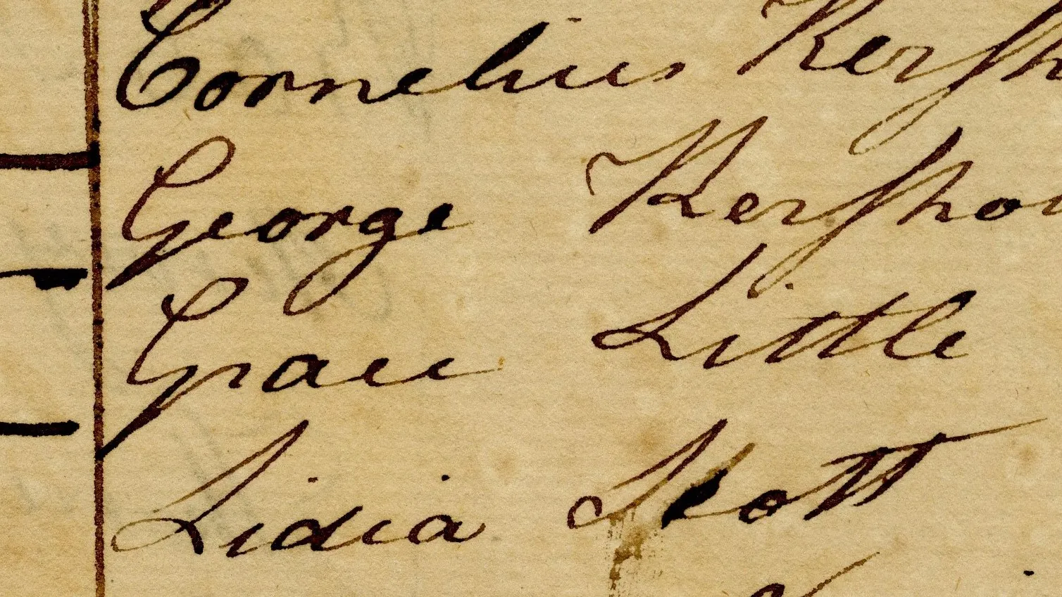 Photo of Grace Little's name listed on 1801 Montgomery Township poll list