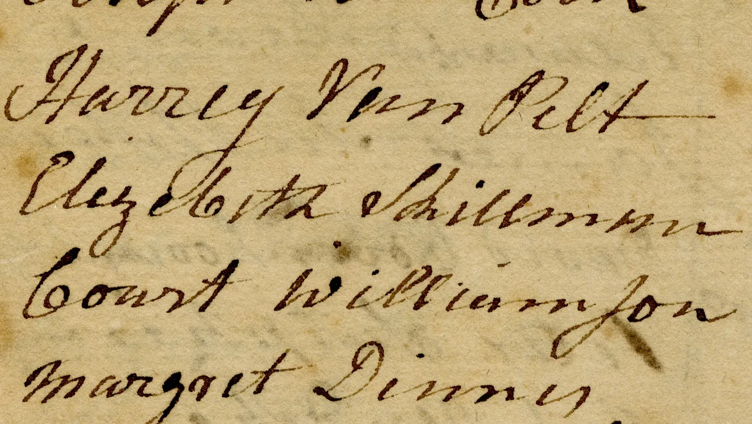 Photo of Elizabeth Skillman's name listed on 1801 Montgomery Township poll list