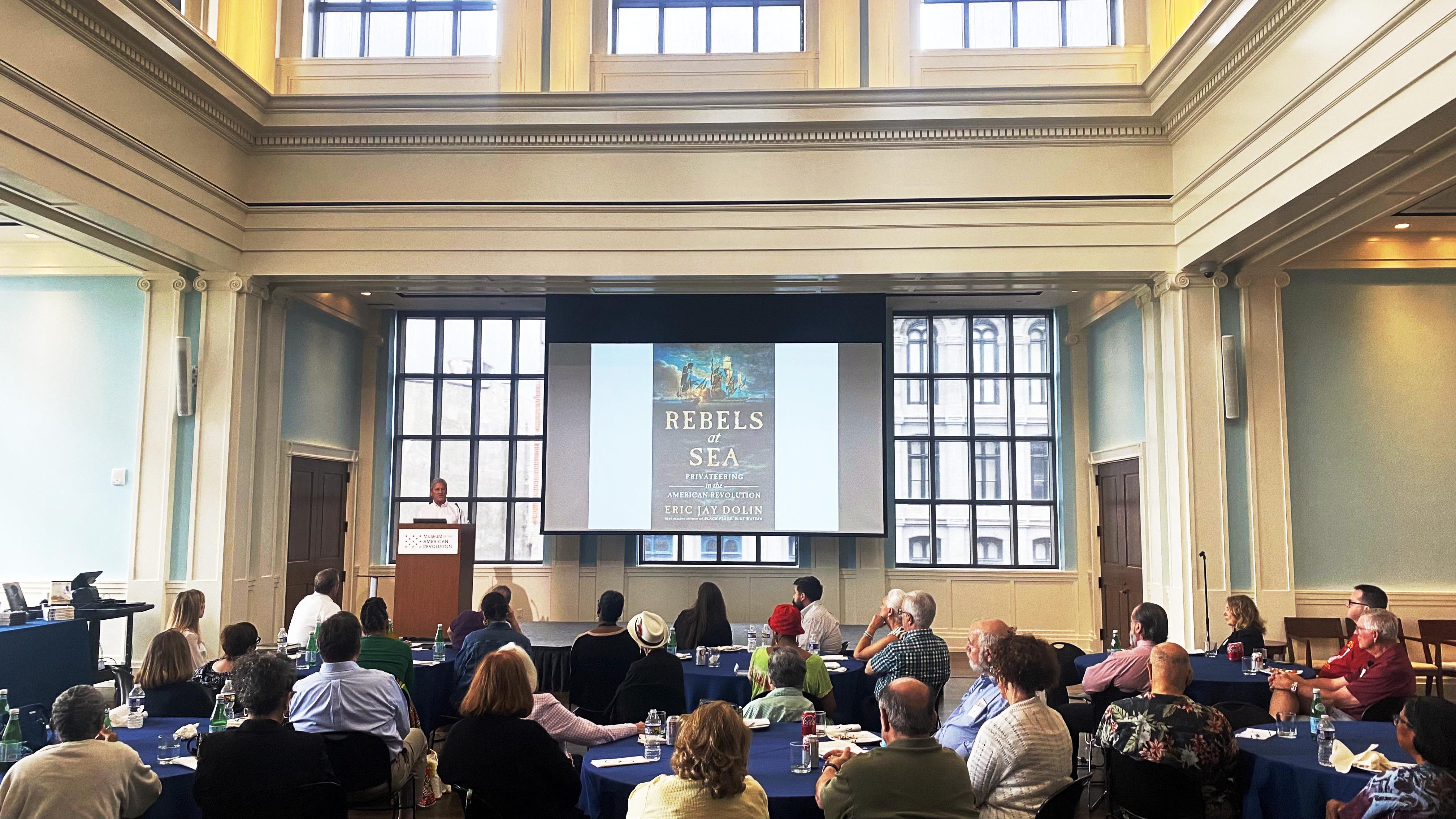 Author Eric Jay Dolin presents on Rebels at Sea at a Member Lunch and Learn at the Museum.