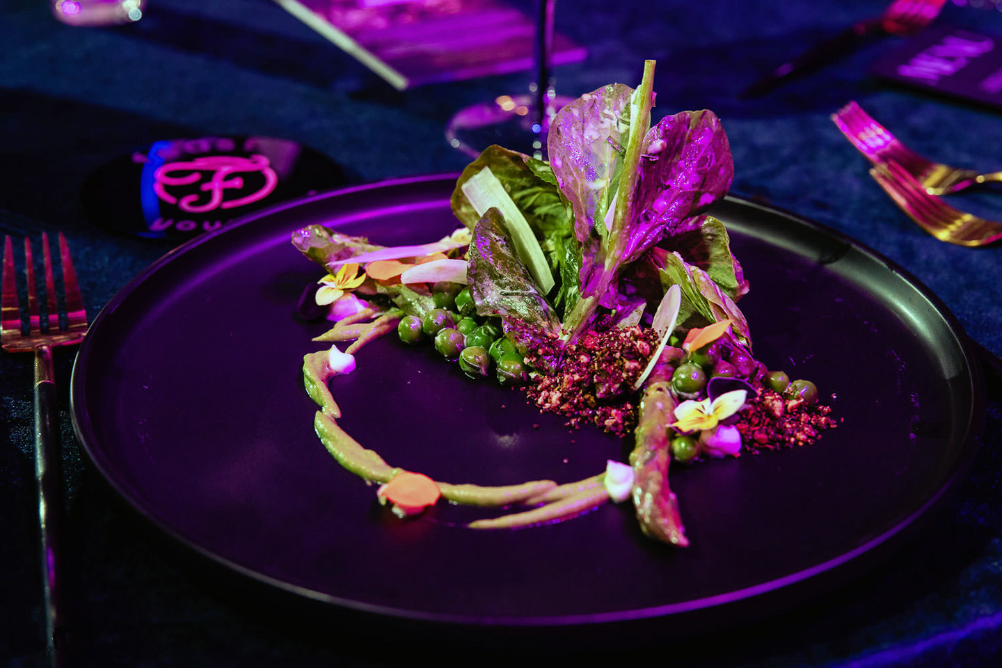 A colorful dish of food